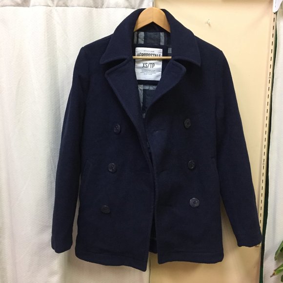 Aeropostale Women's Pea Coat Double Breasted Wool Blend Size XS Navy Blue - Picture 7 of 11